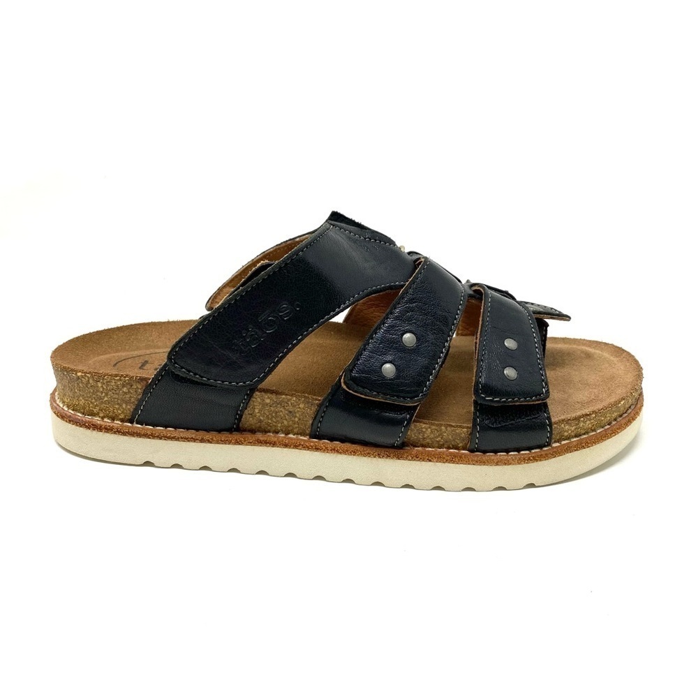 Taos Magnificent Black MGN-7644-BLK  Leather Slip On Thong Sandals